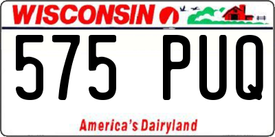 WI license plate 575PUQ