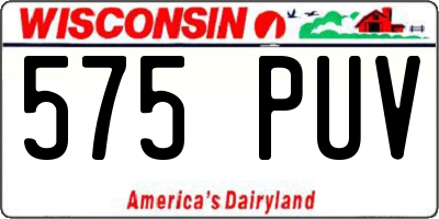 WI license plate 575PUV