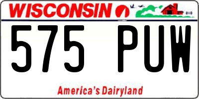 WI license plate 575PUW