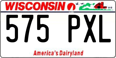 WI license plate 575PXL