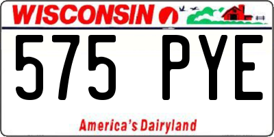 WI license plate 575PYE