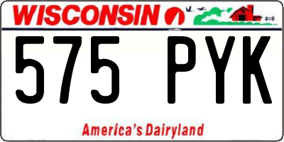 WI license plate 575PYK