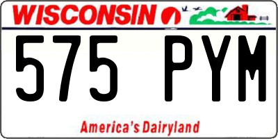 WI license plate 575PYM