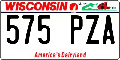 WI license plate 575PZA