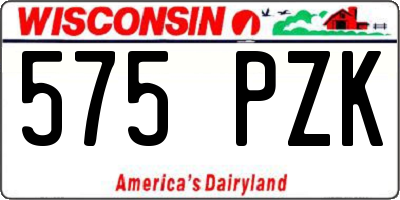 WI license plate 575PZK