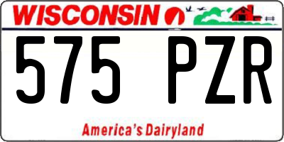 WI license plate 575PZR