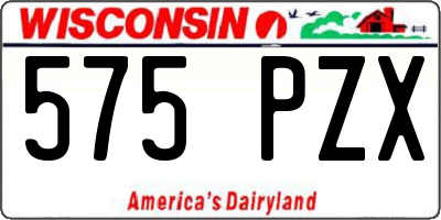 WI license plate 575PZX