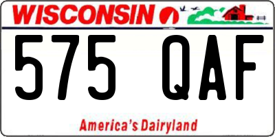 WI license plate 575QAF
