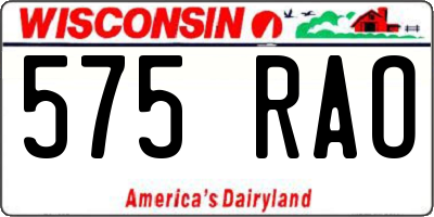 WI license plate 575RAO