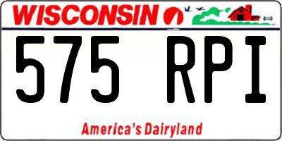 WI license plate 575RPI