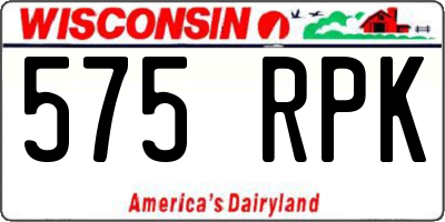 WI license plate 575RPK