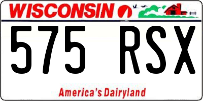 WI license plate 575RSX