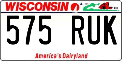 WI license plate 575RUK