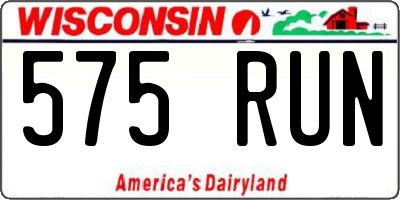WI license plate 575RUN