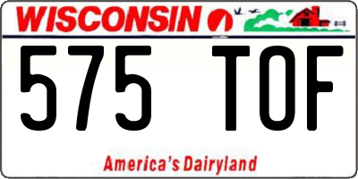 WI license plate 575TOF
