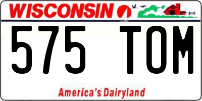 WI license plate 575TOM