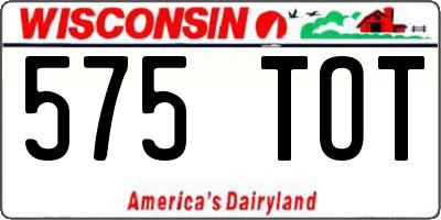 WI license plate 575TOT