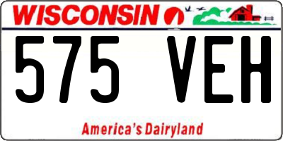 WI license plate 575VEH