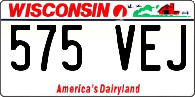 WI license plate 575VEJ