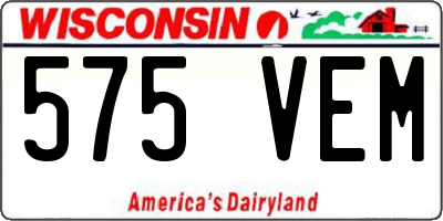 WI license plate 575VEM