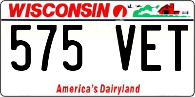 WI license plate 575VET