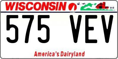 WI license plate 575VEV