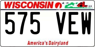 WI license plate 575VEW