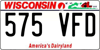WI license plate 575VFD