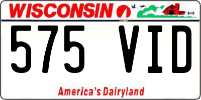 WI license plate 575VID
