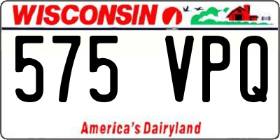 WI license plate 575VPQ
