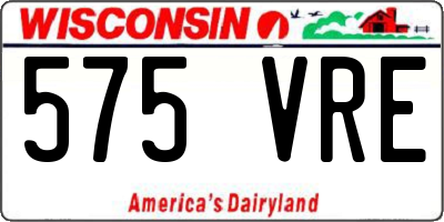 WI license plate 575VRE