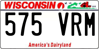 WI license plate 575VRM