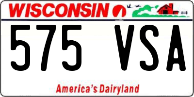 WI license plate 575VSA