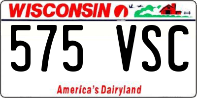 WI license plate 575VSC
