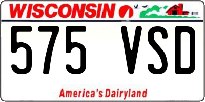 WI license plate 575VSD