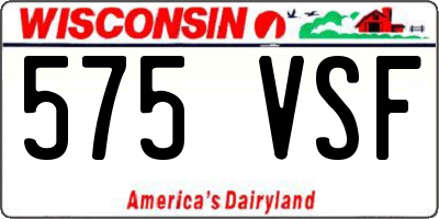 WI license plate 575VSF