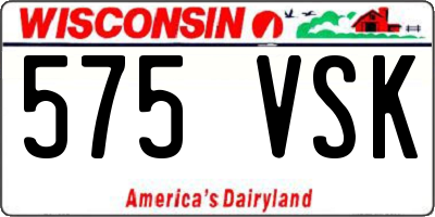 WI license plate 575VSK