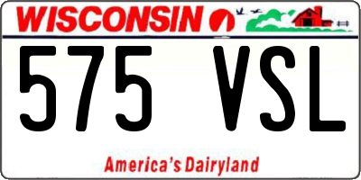 WI license plate 575VSL