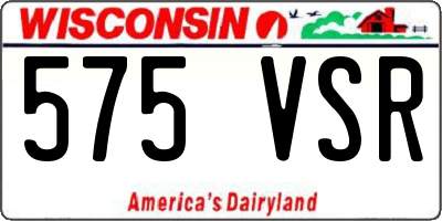 WI license plate 575VSR