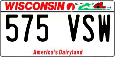 WI license plate 575VSW