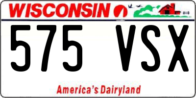 WI license plate 575VSX