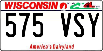 WI license plate 575VSY