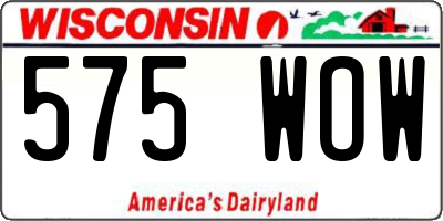 WI license plate 575WOW