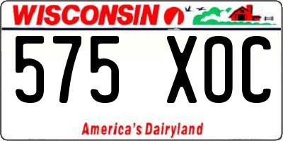 WI license plate 575XOC