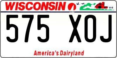 WI license plate 575XOJ