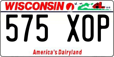 WI license plate 575XOP