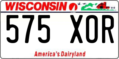 WI license plate 575XOR