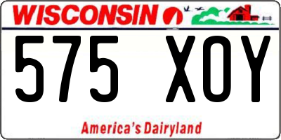 WI license plate 575XOY