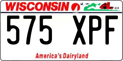 WI license plate 575XPF