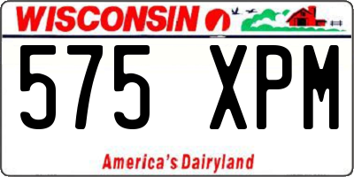 WI license plate 575XPM